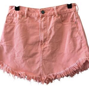 Pacsun high waisted fringe hem burnt orange denim mini skirt